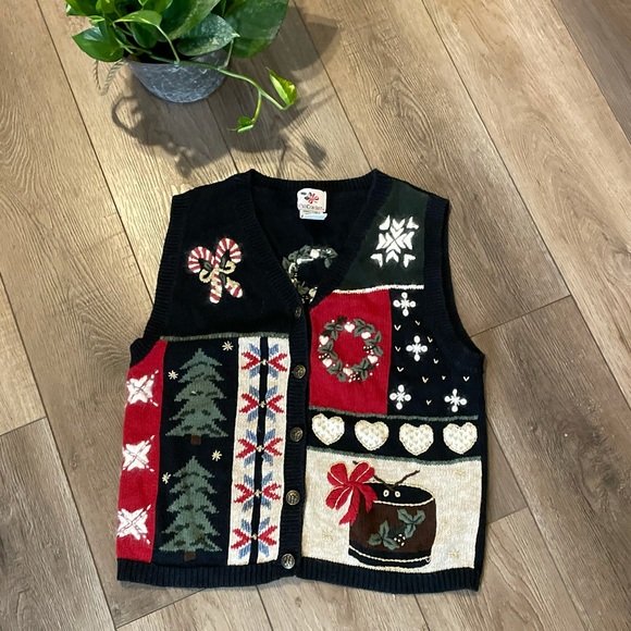 Sweaters - Ugly/Festive Christmas Sweater Vest Cardigan -Small